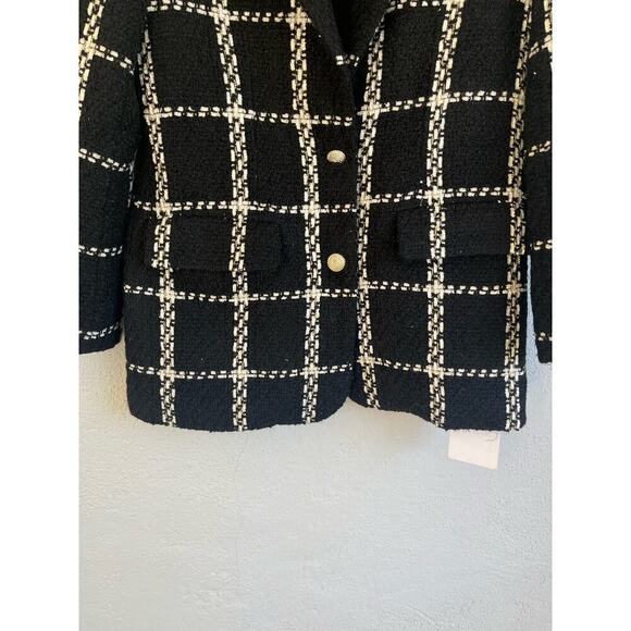 Anthropologie Endless Rose Woman Black Premium Plaid Oversize Tweed Bla… - Picture 3 of 12